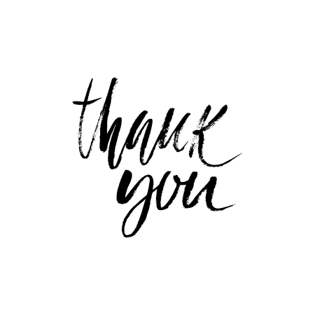 Thank You handwritten inscription. Hand drawn modern dry brush lettering. Thank you card. Vector illustrationのイラスト素材