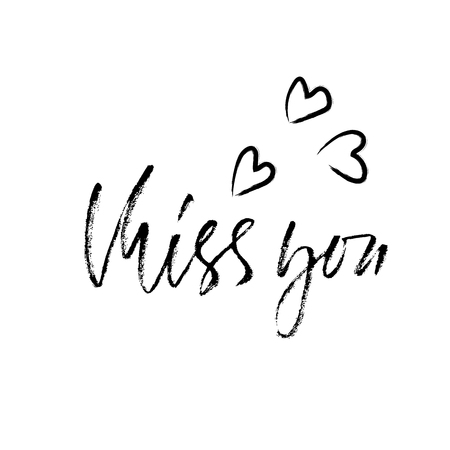 Miss you. Handwritten inscription. Hand drawn modern dry brush lettering. Thank you card. Vector illustrationの写真素材