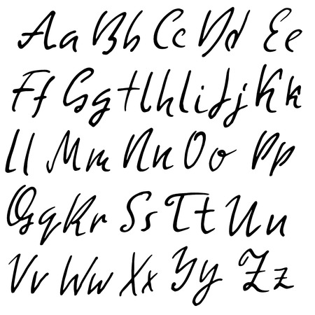 Hand drawn dry brush font. Modern brush lettering. Grunge style alphabet. Vector illustrationの写真素材