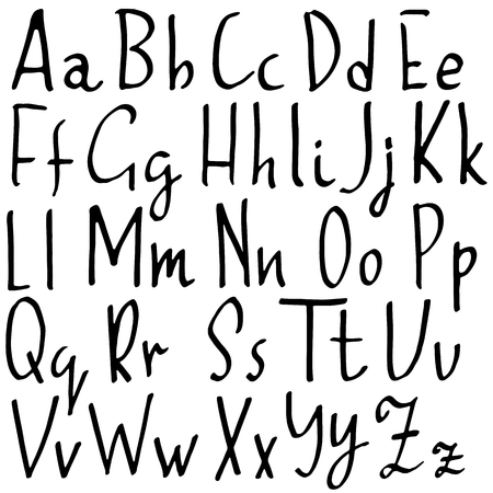 Hand drawn dry brush font. Modern brush lettering. Grunge style alphabet. Vector illustrationの写真素材