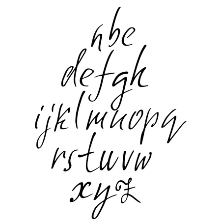 Hand drawn elegant calligraphy font. Modern brush lettering. Grunge style alphabet. Vector illustrationのイラスト素材