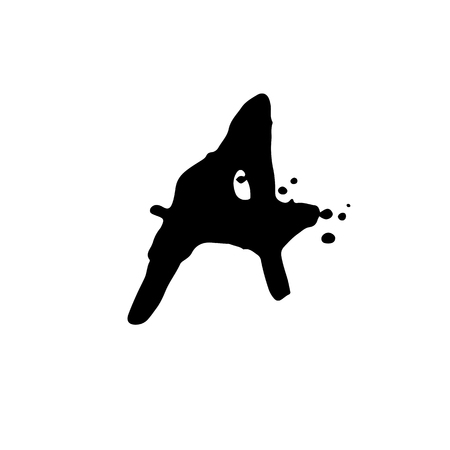 Letter A. Handwritten by dry brush. Rough strokes font. Vector illustration. Grunge style alphabetのイラスト素材