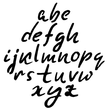 Hand drawn elegant calligraphy font. Modern brush lettering. Grunge style alphabet. Vector illustration.のイラスト素材