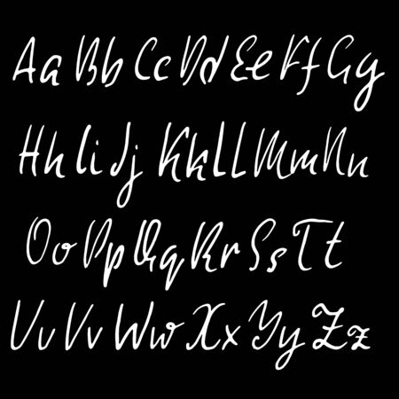Hand drawn elegant calligraphy font. Modern brush lettering. Grunge style alphabet. Vector illustration.のイラスト素材