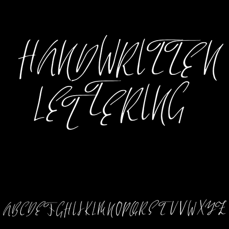 Hand drawn elegant calligraphy font. Modern brush lettering. Grunge style alphabet. Vector illustration.のイラスト素材