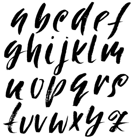 Hand drawn dry brush font. Modern brush lettering. Grunge style alphabet. Vector illustration.のイラスト素材
