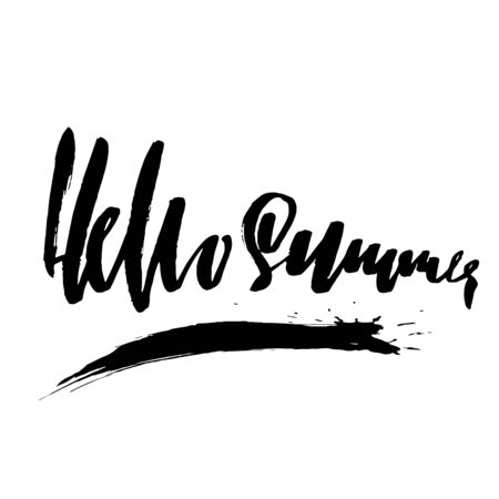 Hello summer. Hand drawn modern brush lettering. Vector illustration. Typography bunner.の写真素材