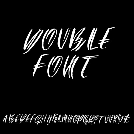 Hand drawn elegant calligraphy font. Modern brush lettering. Grunge style alphabet. Vector illustrationのイラスト素材