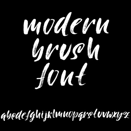 Hand drawn dry brush font. Modern brush lettering. Grunge style alphabet. Vector illustration.のイラスト素材