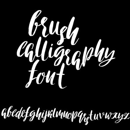 Hand drawn elegant calligraphy font. Modern brush lettering. Grunge style alphabet. Vector illustration.のイラスト素材