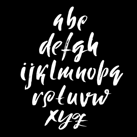 Hand drawn dry brush font. Modern brush lettering. Grunge style alphabet. Vector illustration.の写真素材
