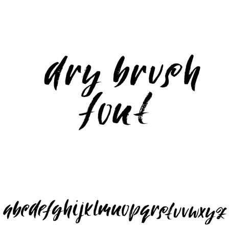 Hand drawn dry brush font. Modern brush lettering. Grunge style alphabet. Vector illustrationのイラスト素材