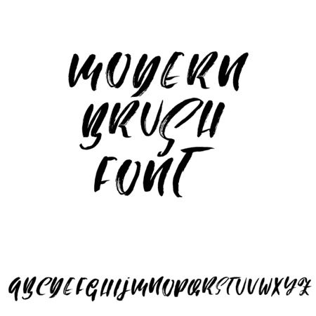 Hand drawn dry brush font. Modern brush lettering. Grunge style alphabet. Vector illustrationのイラスト素材