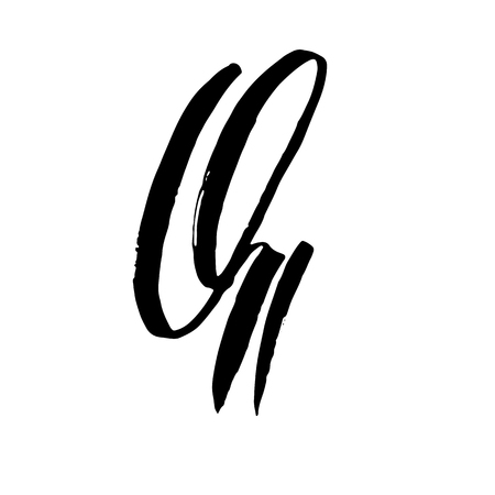Letter Q. Handwritten by dry brush. Rough strokes font. Vector illustration. Grunge style alphabet.のイラスト素材