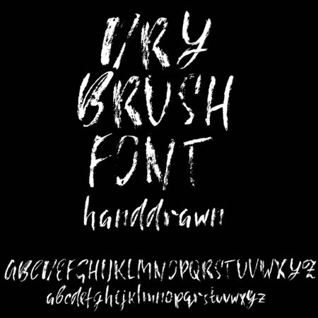 Hand drawn dry brush font. Modern brush lettering. Grunge style alphabet. Vector illustrationの写真素材