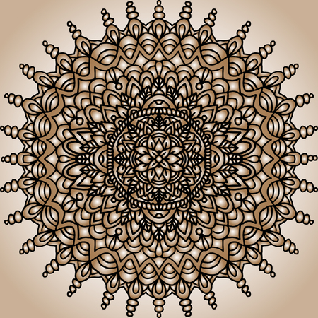 Abstract mandala ornament. Asian pattern. Golden gradient authentic backgroundの写真素材