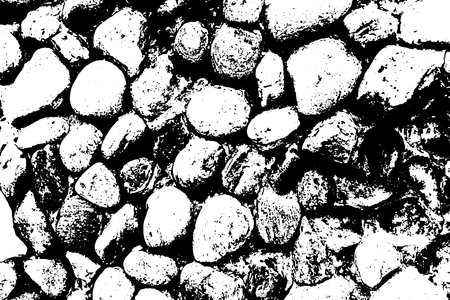 Vector sea stones background. Black and white texture. Vector illustrationのイラスト素材