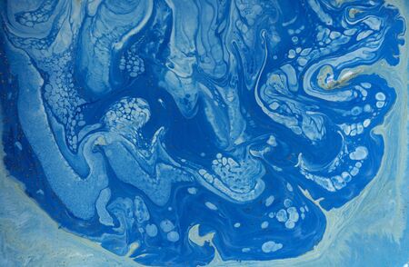 Marbled blue abstract background. Liquid marble patternの写真素材