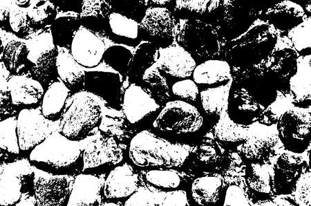 Vector sea stones background. Black and white texture. Vector illustrationのイラスト素材