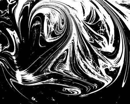 Black and white liquid texture. Watercolor hand drawn marbling illustration. Abstract vector background. Monochrome marble pattern.のイラスト素材