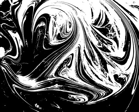 Black and white liquid texture. Watercolor hand drawn marbling illustration. Abstract vector background. Monochrome marble pattern.のイラスト素材