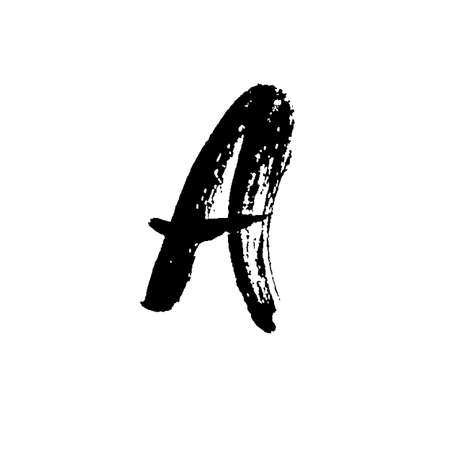Letter A. Handwritten by dry brush. Rough strokes font. Vector illustration. Grunge style alphabet.のイラスト素材