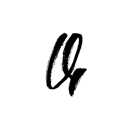 Letter Q, Handwritten by dry brush.のイラスト素材
