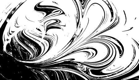Black and white liquid texture. Watercolor hand drawn marbling illustration. Abstract vector background. Monochrome marble patternのイラスト素材