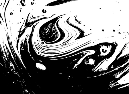 Black and white liquid texture. Watercolor hand drawn marbling illustration. Abstract vector background. Monochrome marble patternのイラスト素材