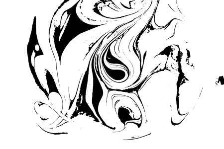 Black and white liquid texture. Watercolor hand drawn marbling illustration. Abstract vector background. Monochrome marble patternのイラスト素材