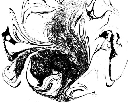 Black and white liquid texture. Watercolor hand drawn marbling illustration. Abstract vector background. Monochrome marble patternのイラスト素材