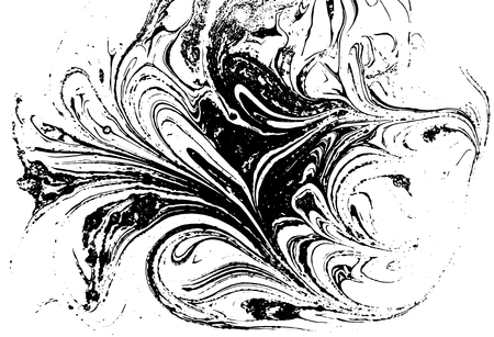 Black and white liquid texture. Watercolor hand drawn marbling illustration. Abstract vector background. Monochrome marble patternのイラスト素材