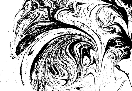 Black and white liquid texture. Watercolor hand drawn marbling illustration. Abstract vector background. Monochrome marble patternのイラスト素材
