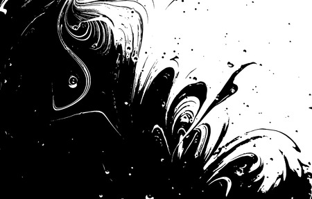 Black and white liquid texture. Watercolor hand drawn marbling illustration. Abstract vector background. Monochrome marble patternのイラスト素材