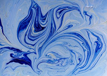 Marbled blue abstract background. Liquid marble pattern