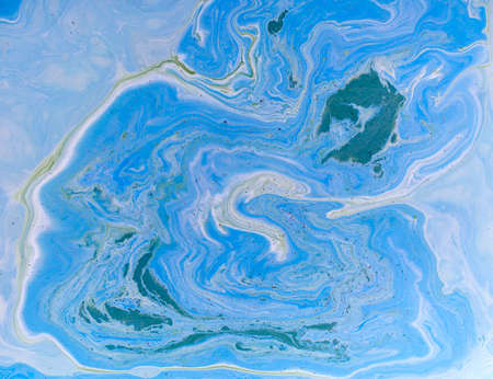 Marbled blue abstract background. Liquid marble patternの写真素材