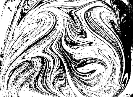 Black and white liquid texture. Watercolor hand drawn marbling illustration. Abstract vector background. Monochrome marble patternのイラスト素材