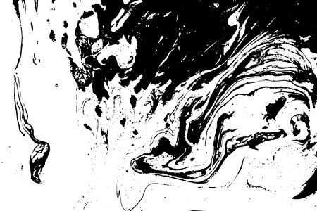 Black and white liquid texture. Watercolor hand drawn marbling illustration. Abstract vector background. Monochrome marble patternのイラスト素材
