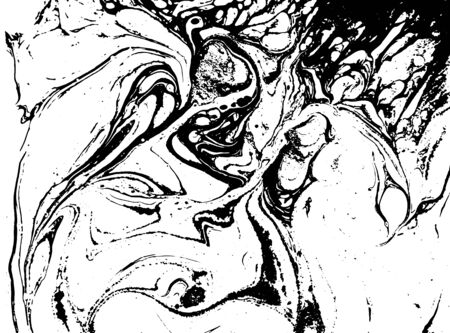 Black and white liquid texture. Watercolor hand drawn marbling illustration. Abstract vector background. Monochrome marble patternのイラスト素材