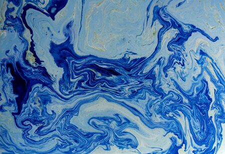 Marbled blue abstract background. Liquid marble pattern.の写真素材