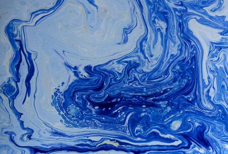 Marbled blue abstract background. Liquid marble pattern.の写真素材