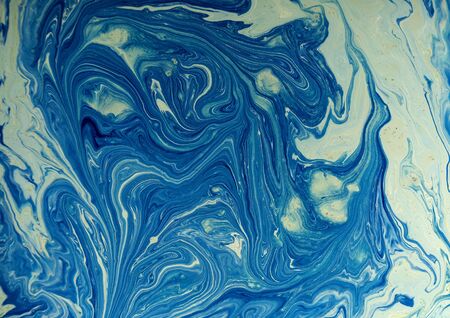 Marbled blue abstract background. Liquid marble pattern.の写真素材