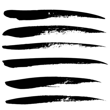 Ink vector brush strokes set. Vector illustration. Grunge hand drawn watercolor textureのイラスト素材