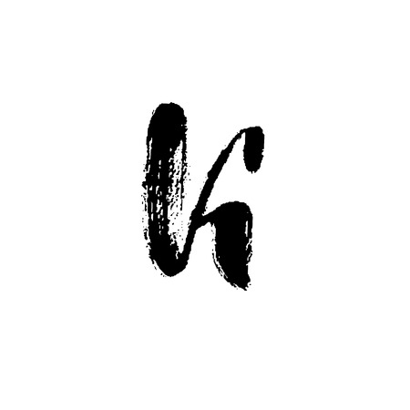 Letter K. Handwritten by dry brush. Rough strokes font. Vector illustration. Grunge style alphabetのイラスト素材