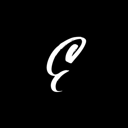 Letter E. Handwritten by dry brush. Rough strokes font. Vector illustration. Grunge style alphabetのイラスト素材