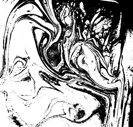 Black and white liquid texture. Watercolor hand drawn marbling illustration. Abstract vector background. Monochrome marble pattern.のイラスト素材