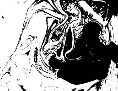 Black and white liquid texture. Watercolor hand drawn marbling illustration. Abstract vector background. Monochrome marble pattern.のイラスト素材