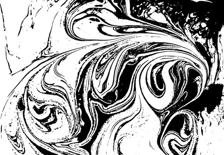 Black and white liquid texture. Watercolor hand drawn marbling illustration. Abstract vector background. Monochrome marble patternの写真素材