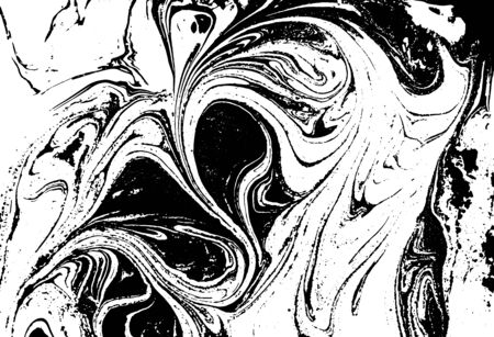 Black and white liquid texture. Watercolor hand drawn marbling illustration. Abstract vector background. Monochrome marble patternの写真素材