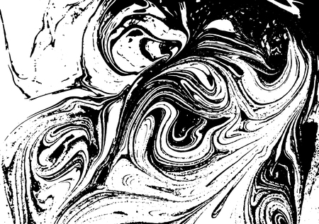Black and white liquid texture. Watercolor hand drawn marbling illustration. Abstract vector background. Monochrome marble patternの写真素材